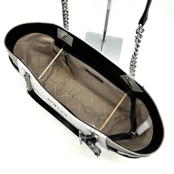 Michael Kors Large Jet Set Travel Chain Shoulder Bag Optic White Multi - Picture 9 of 11